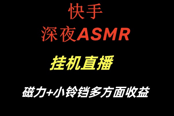 快手深夜ASMR挂机直播磁力+小铃铛多方面收益-云网创资源站