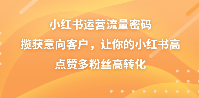 小红书运营流量密码，揽获意向客户，让你的小红书高点赞多粉丝高转化-云网创资源站