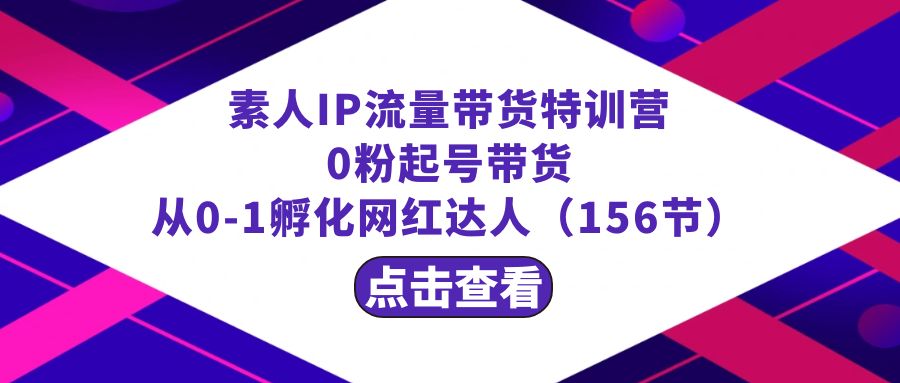 繁星·计划素人IP流量带货特训营：0粉起号带货 从0-1孵化网红达人-云网创资源站