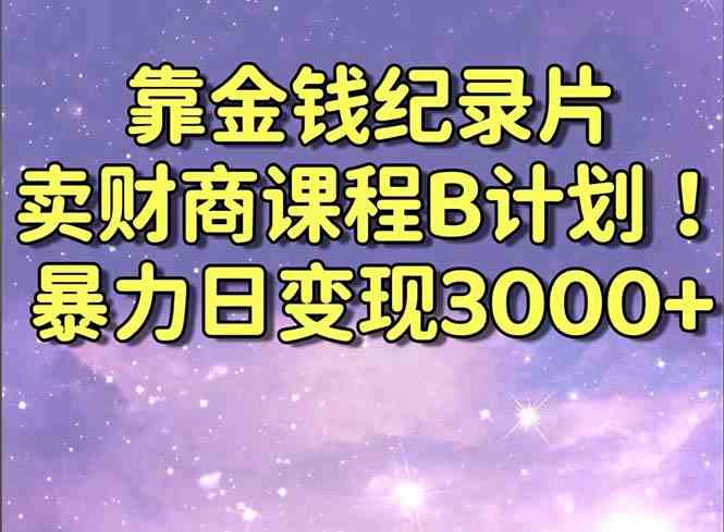 靠金钱纪录片卖财商课程B计划！暴力日变现3000+，喂饭式干货教程！-云网创资源站