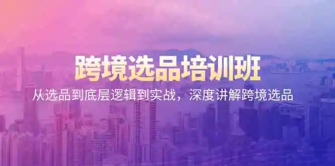 跨境选品培训班：从选品到底层逻辑到实战，深度讲解跨境选品-云网创资源站