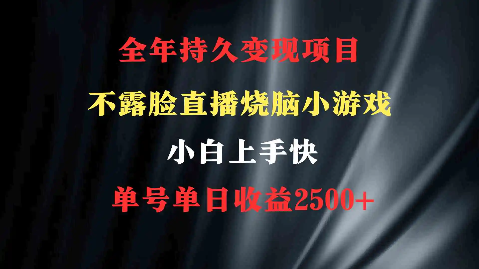 2024年 最优项目，烧脑小游戏不露脸直播  小白上手快 无门槛 一天收益2500+-云网创资源站