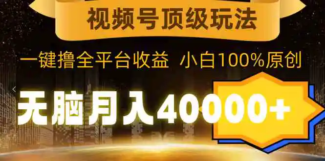 视频号顶级玩法，无脑月入40000+，一键撸全平台收益，纯小白也能100%原创-云网创资源站