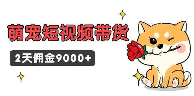 东哲日记·萌宠短视频带货，2天佣金9000+-云网创资源站