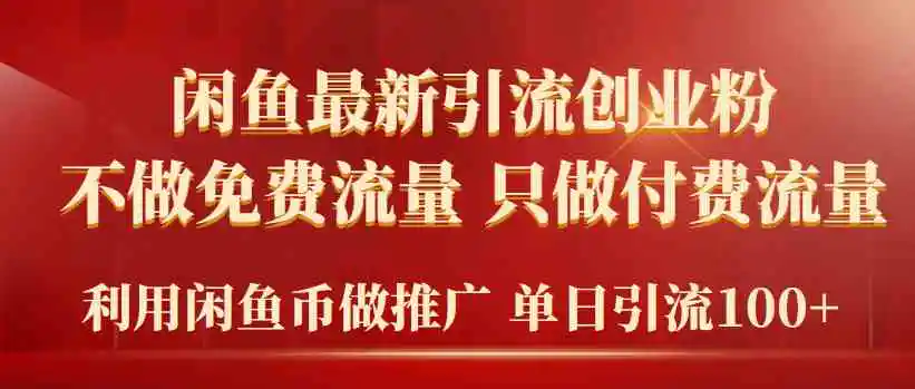 2024年闲鱼币推广引流创业粉，不做免费流量，只做付费流量，单日引流100+-云网创资源站