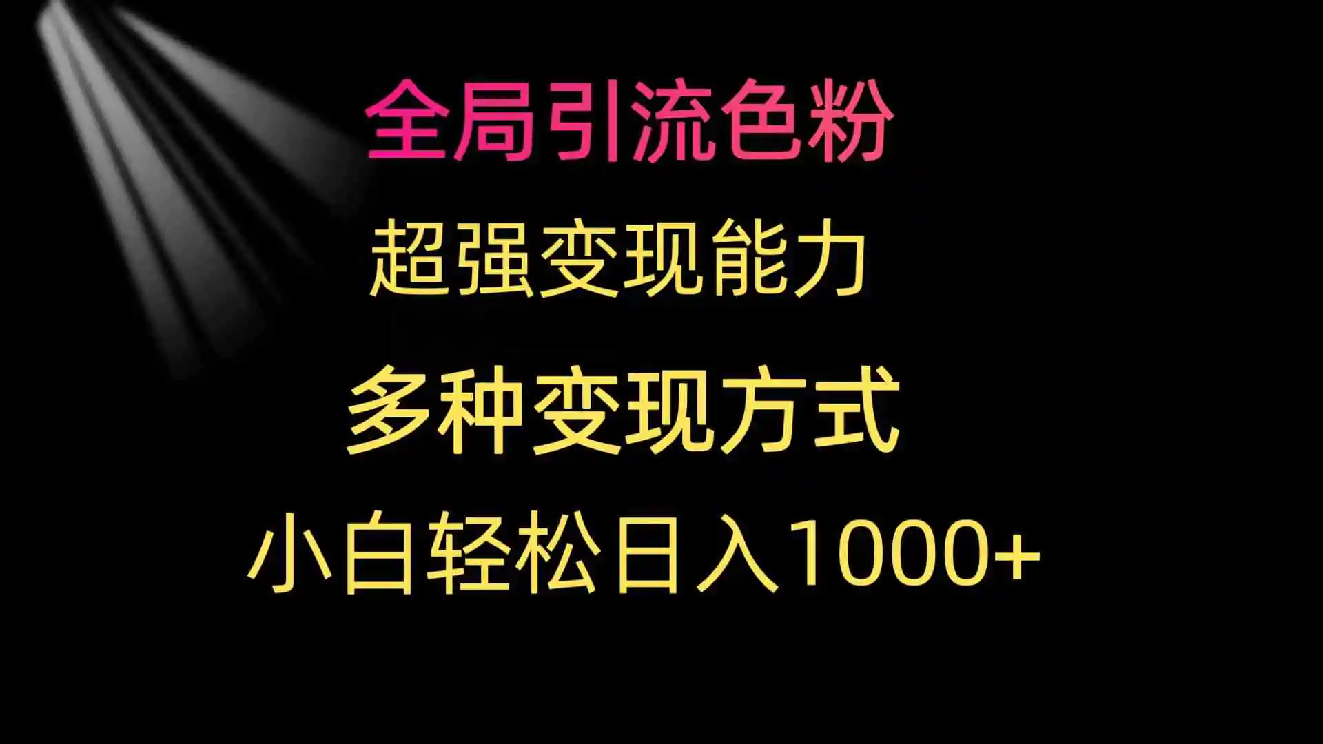 全局引流色粉 超强变现能力 多种变现方式 小白轻松日入1000+-云网创资源站