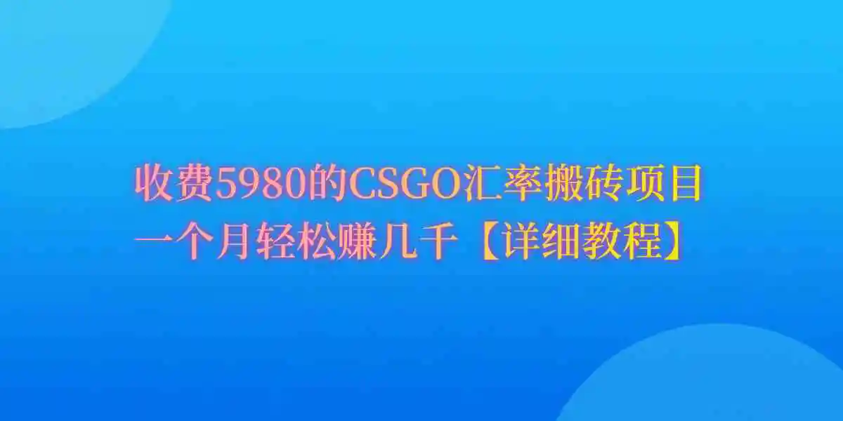 CSGO装备搬砖，月综合收益率高达60%，你也可以！-云网创资源站