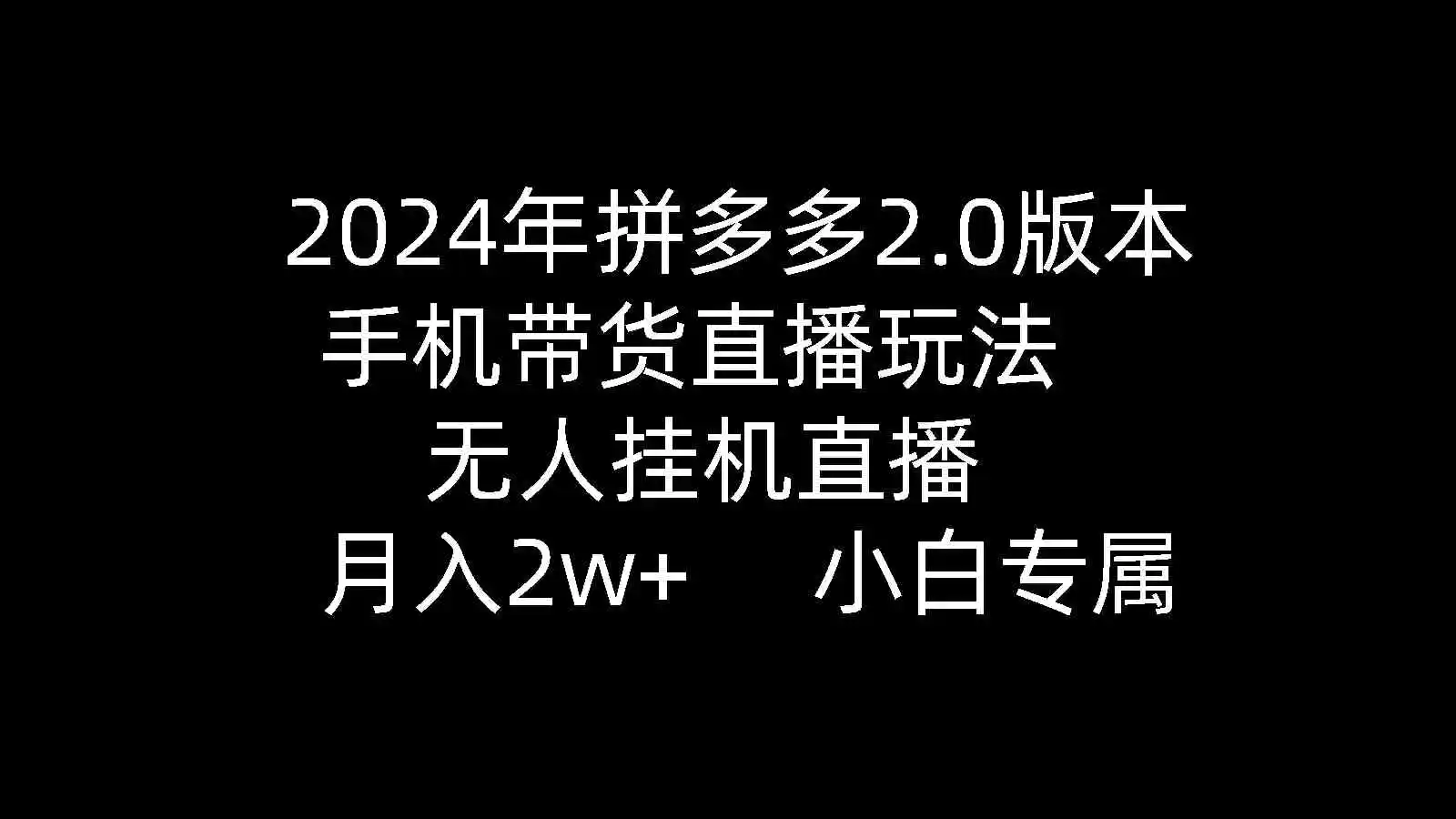 2024年拼多多2.0版本，手机带货直播玩法，无人挂机直播， 月入2w+， 小…-云网创资源站