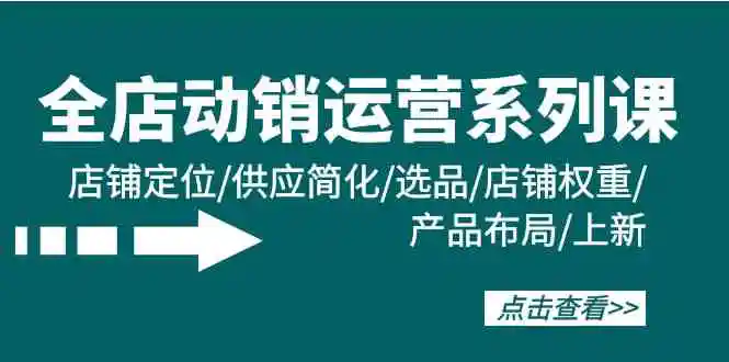 全店·动销运营系列课：店铺定位/供应简化/选品/店铺权重/产品布局/上新-云网创资源站