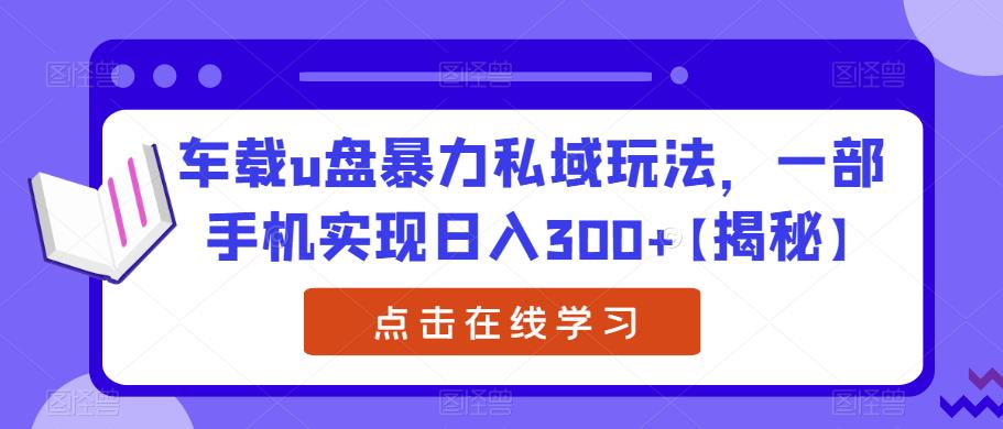 车载u盘暴力私域玩法，一部手机实现日入300+【揭秘】-云网创资源站