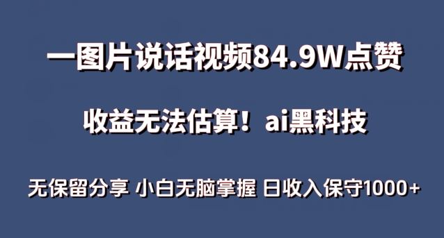 一图片说话视频84.9W点赞，收益无法估算，ai赛道蓝海项目，小白无脑掌握日收入保守1000+【揭秘】-云网创资源站