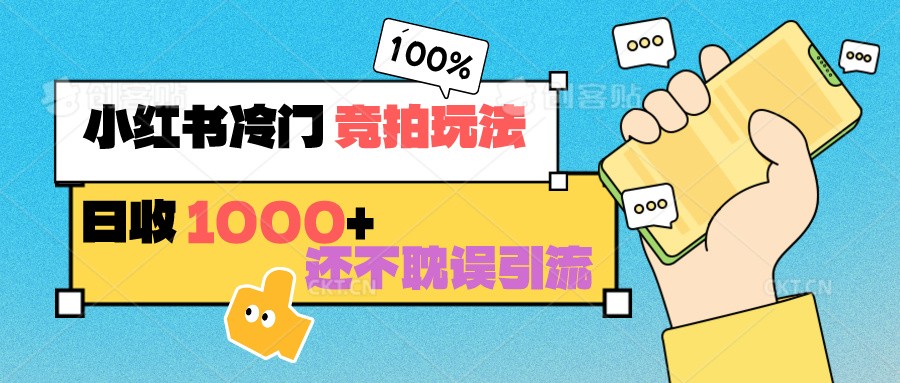 小红书冷门 竞拍玩法 日收1000+ 不耽误引流 可以做店铺 可以做私域-云网创资源站