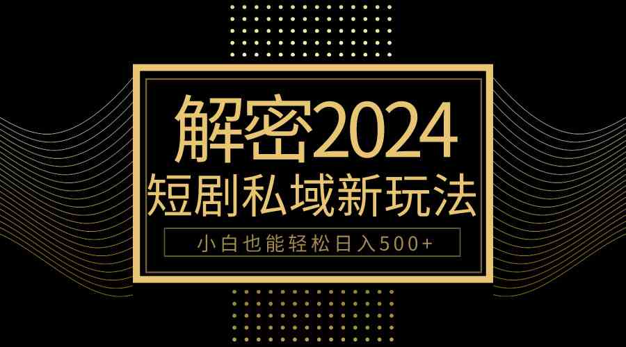 10分钟教会你2024玩转短剧私域变现，小白也能轻松日入500+-云网创资源站