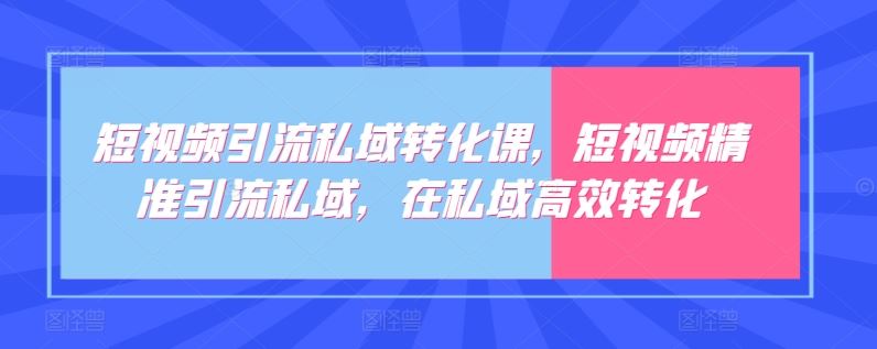 短视频引流私域转化课，短视频精准引流私域，在私域高效转化-云网创资源站