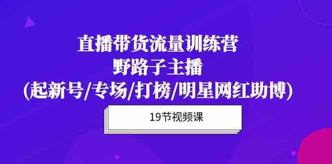 直播带货流量特训营，野路子主播(起新号/专场/打榜/明星网红助博)19节课-云网创资源站