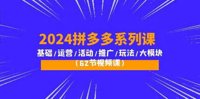 2024拼多多系列课：基础/运营/活动/推广/玩法/大模块-云网创资源站