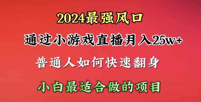 2024年最强风口，通过小游戏直播月入25w+单日收益5000+小白最适合做的项目-云网创资源站