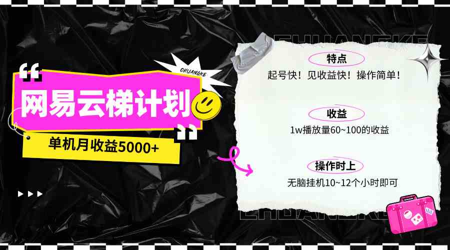 最新网易云梯计划网页版，单机月收益5000+！可放大操作-云网创资源站