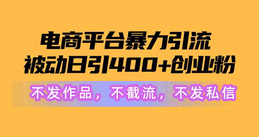 电商平台暴力引流,被动日引400+创业粉不发作品，不截流，不发私信-云网创资源站