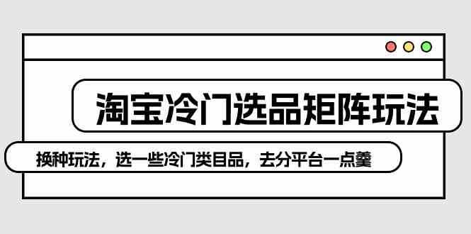 淘宝冷门选品矩阵玩法：换种玩法，选一些冷门类目品，去分平台一点羹-云网创资源站