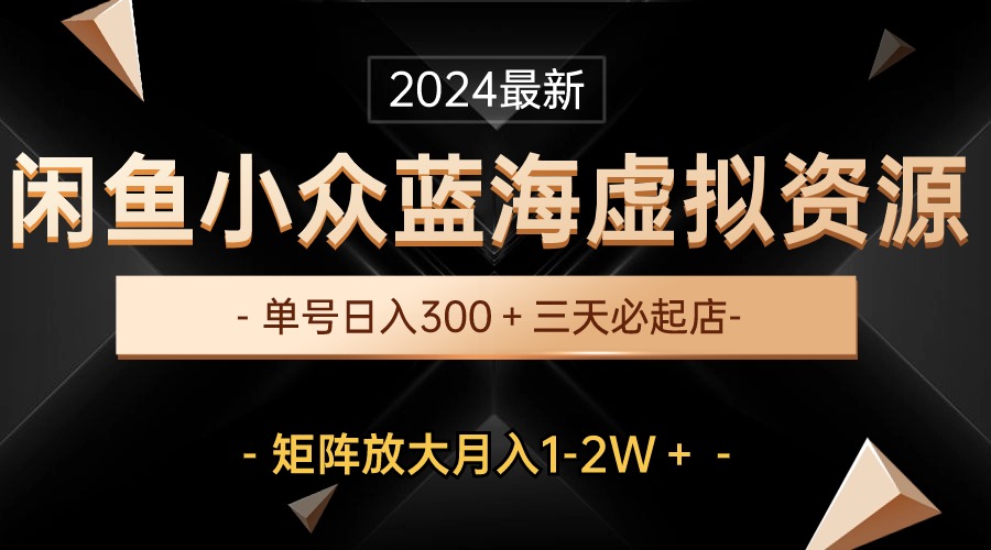 最新闲鱼小众蓝海虚拟资源，单号日入300＋，三天必起店，矩阵放大月入1-2W-云网创资源站