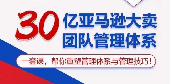 30亿 亚马逊平台 热销精英团队管理模式，一套课，替你重构管理模式与管理技能-云网创资源站