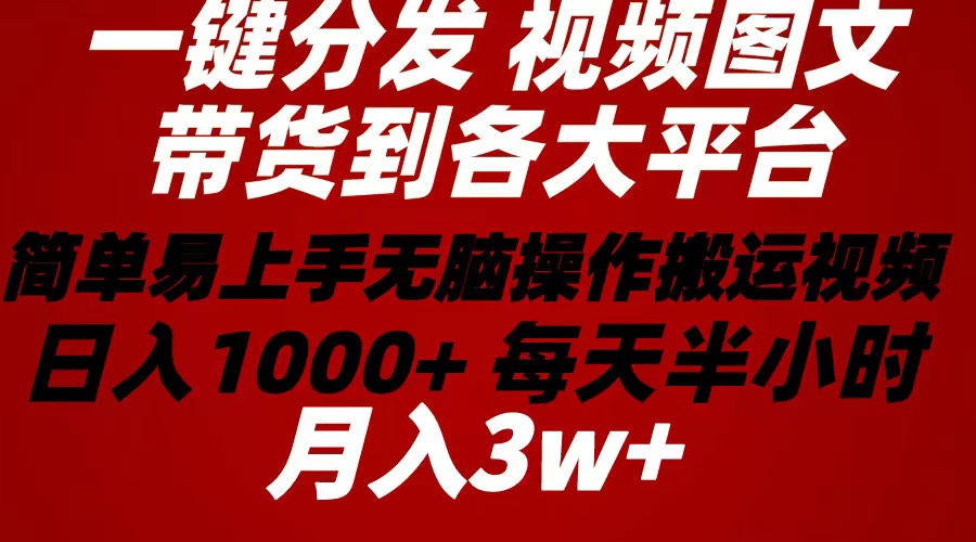 2024年 一键分发卖货图文视频  简单易上手 没脑子赚盈利 每天一小时日入1…-云网创资源站