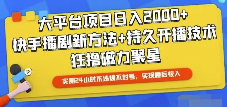 快手视频24钟头无人直播，从而实现睡后盈利-云网创资源站