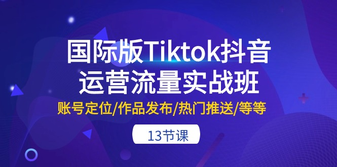 海外版Tiktok自媒体运营总流量实战演练班：内容创作/著作公布/受欢迎消息推送/等-13节-云网创资源站