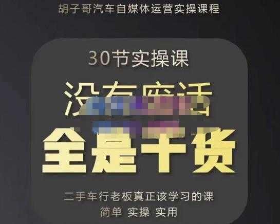 胡子哥·汽车自媒体运营实操课，汽车新媒体二手车短视频运营教程-价值8888元-云网创资源站