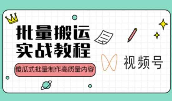 视频号批量搬运实战操作运营赚钱教程，傻瓜式批量制作高质量内容【附视频教程+PPT】-云网创资源站