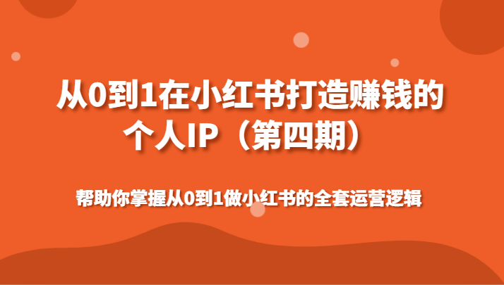 从0到1在小红书打造赚钱的个人IP帮助你掌握从0到1做小红书的全套运营逻辑-云网创资源站