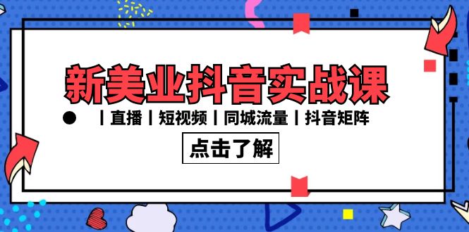 新美业抖音实战课丨直播丨短视频丨同城流量丨抖音矩阵（30节课）-云网创资源站