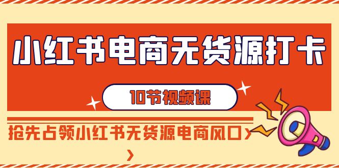 小红书电商无货源打卡，抢先占领小红书无货源电商风口（10节课）-云网创资源站