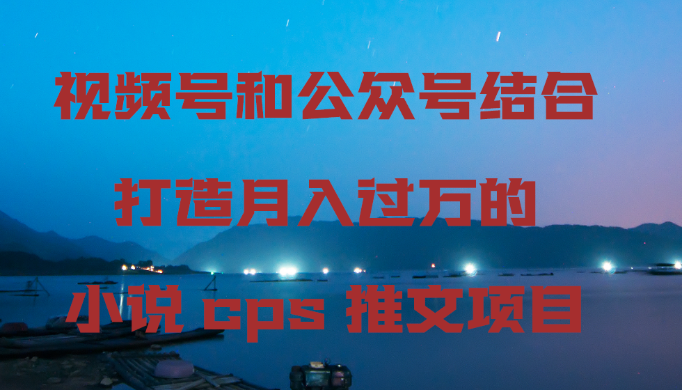 视频号和公众号结合打造月入过万的小说cps推文项目，包括市面上面的各种思路详解-云网创资源站