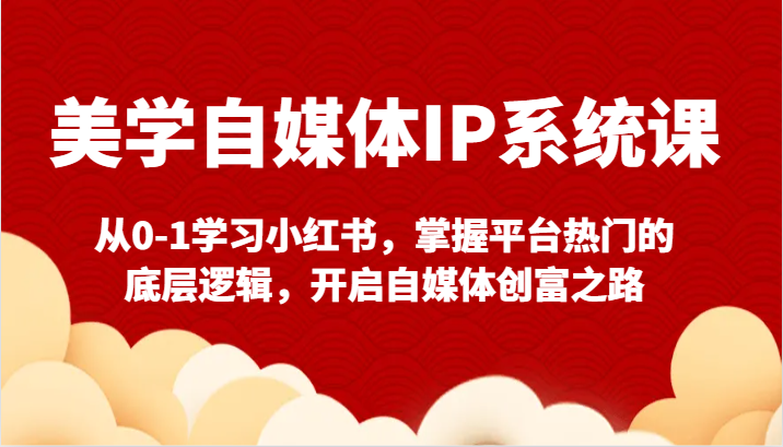 美学自媒体IP系统课-从0-1学习小红书，掌握平台热门的底层逻辑，开启自媒体创富之路-云网创资源站