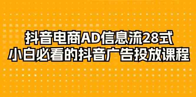 抖音电商AD信息流28式，小白必看的抖音广告投放课程（29节课）-云网创资源站