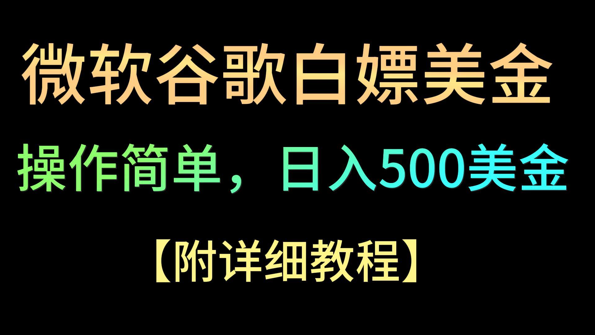 微软谷歌项目3.0，轻松日赚500+美金，操作简单，小白也可轻松入手！-云网创资源站