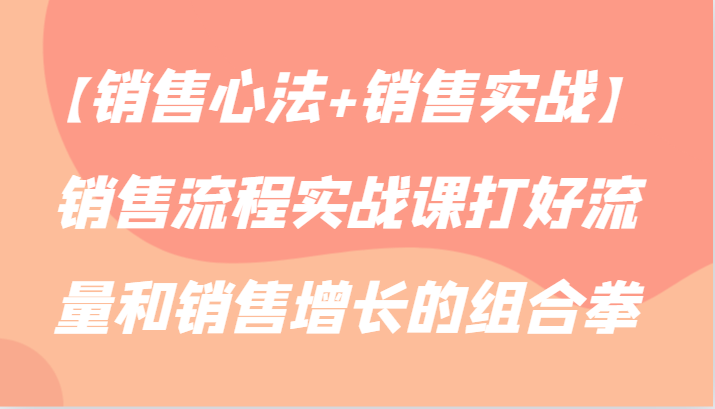 【销售心法+销售实战】销售流程实战课打好流量和销售增长的组合拳-云网创资源站