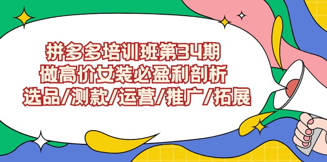 拼多多培训班第34期：做高价女装必盈利剖析 选品/测款/运营/推广/拓展-云网创资源站