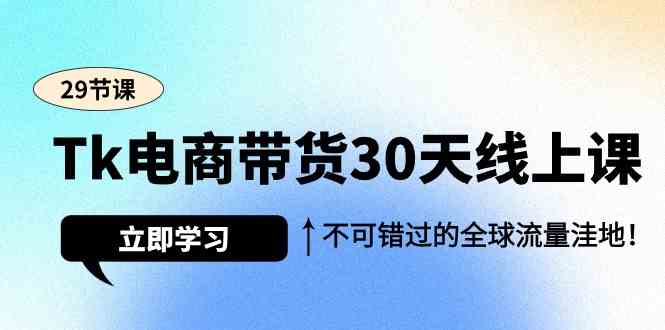 Tk电商带货30天线上课，不可错过的全球流量洼地（29节课）-云网创资源站