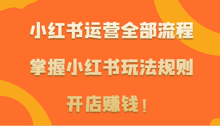 小红书运营全部流程，掌握小红书玩法规则，开店赚钱！-云网创资源站