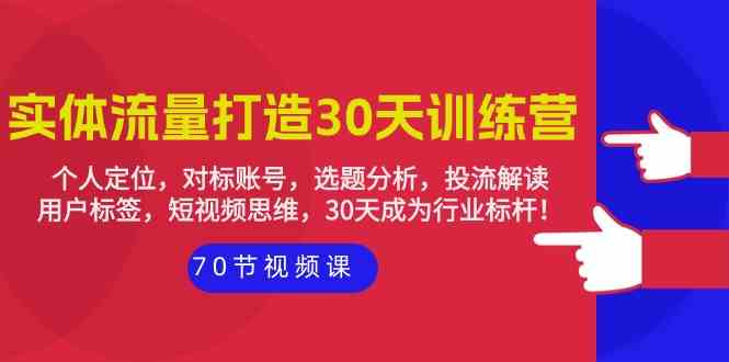 实体流量打造30天训练营：个人定位，对标账号，选题分析，投流解读（70节）-云网创资源站