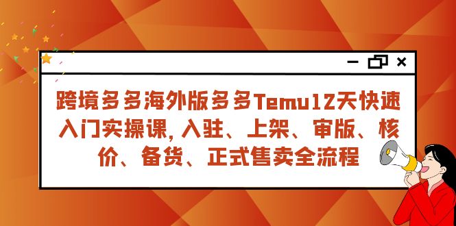 跨境多多海外版多多Temu12天快速入门实战课，从入驻 上架到正式售卖全流程-云网创资源站