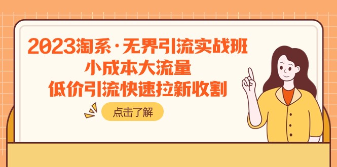 2023淘系·无界引流实战班：小成本大流量，低价引流快速拉新收割-云网创资源站