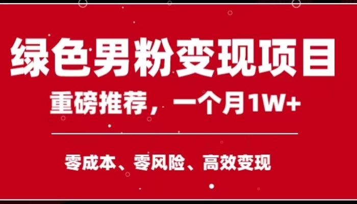 手机操作，月入1W以上副业领袖绿色男粉高客单价项目-云网创资源站