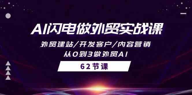 AI闪电做外贸实战课，外贸建站/开发客户/内容营销/从0到3做外贸AI（61节）-云网创资源站