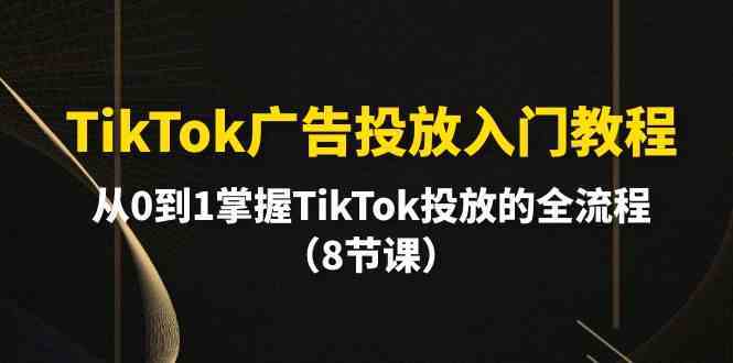 TikTok广告投放入门教程，从0到1掌握TikTok投放的全流程（8节课）-云网创资源站