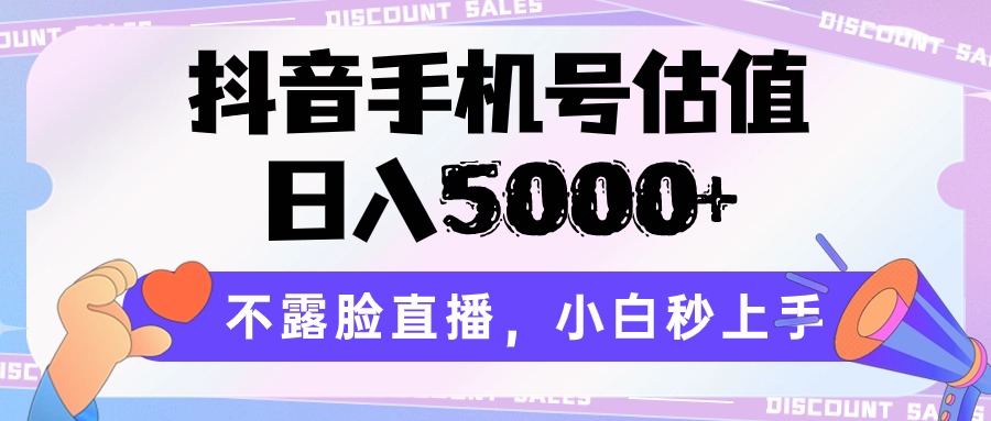 抖音手机号公司估值，日入5000 ，不露脸直播，新手秒入门-云网创资源站