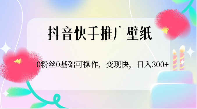 抖音和快手营销推广墙纸，0用户0基本易操作，转现快，日入300-云网创资源站